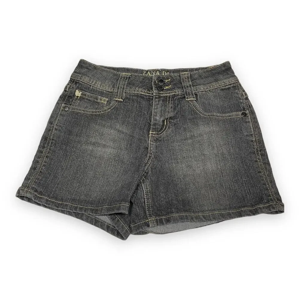 Zana Di Girls Short Size 14 Black Denim Bling‎ Flap Pockets Jean